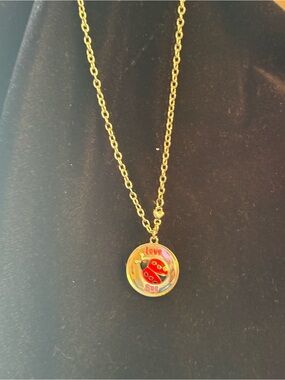 Silver-Tone 'Love Bug' Red Enamel Pendant Necklace